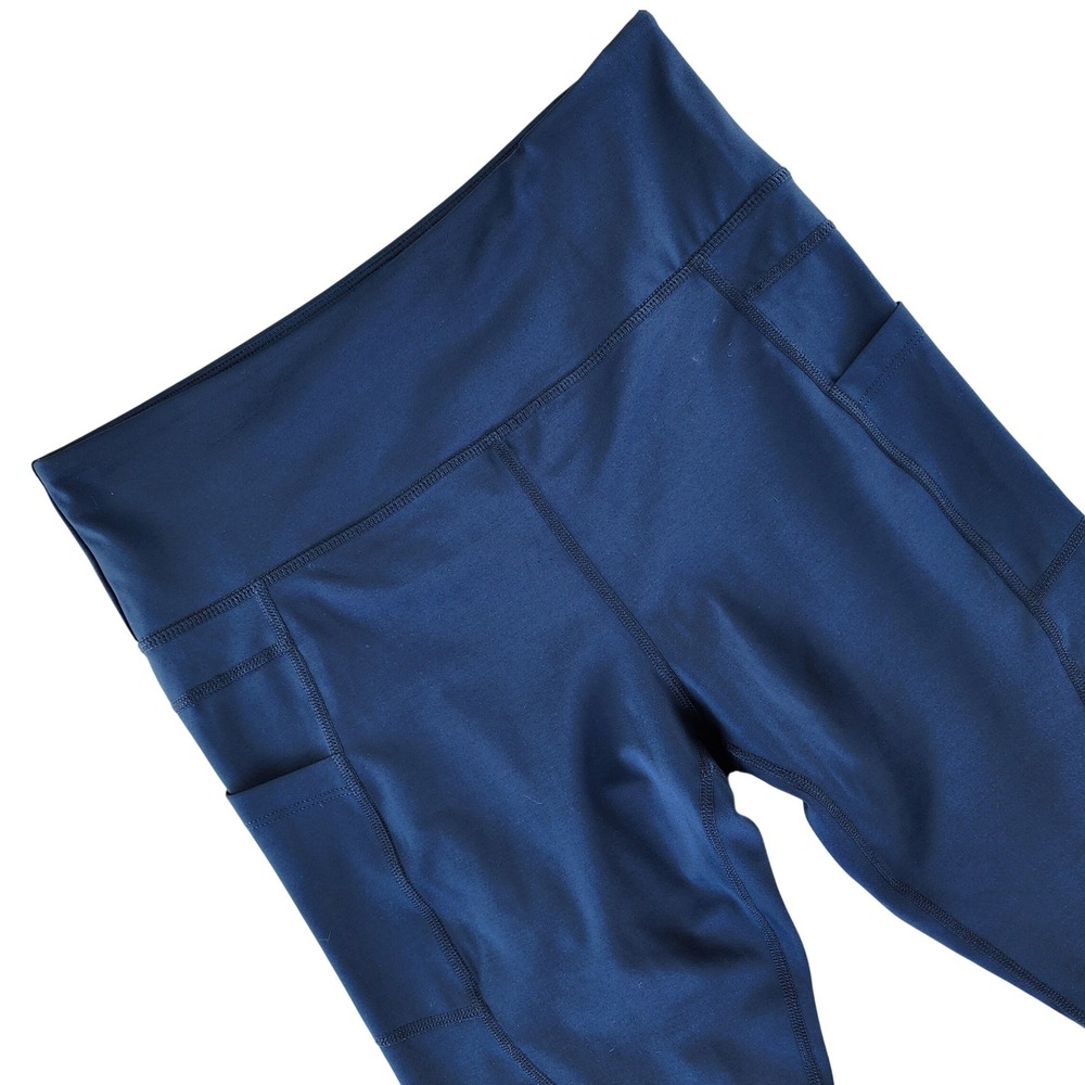 Zyia Active Leggings Womens 12 Navy Blue Capri High Waist Polyester Spandex